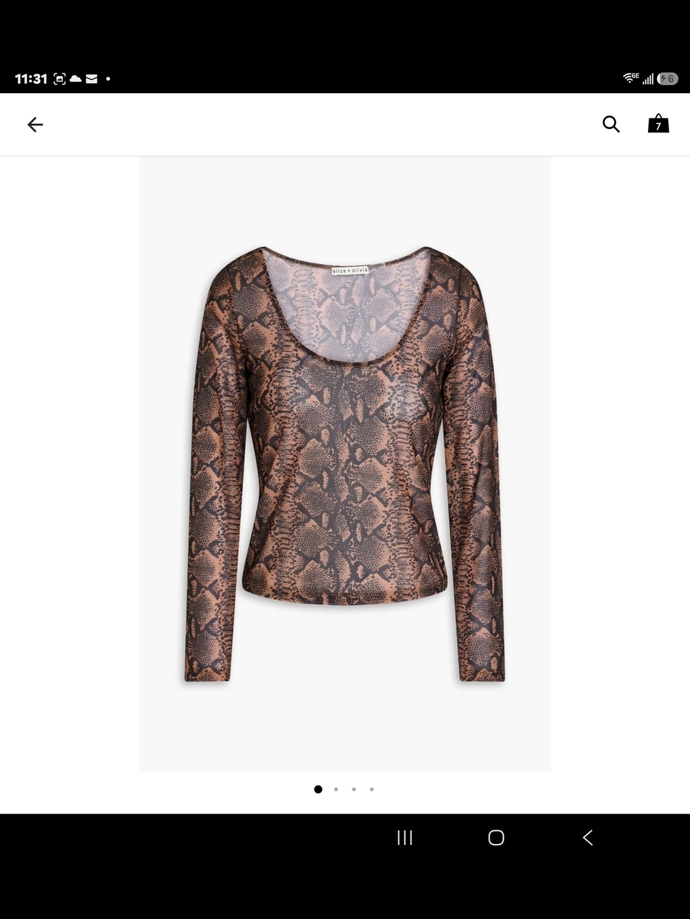 Alice+Olivia Delaina Snake Print Mesh Top Size XL NWT